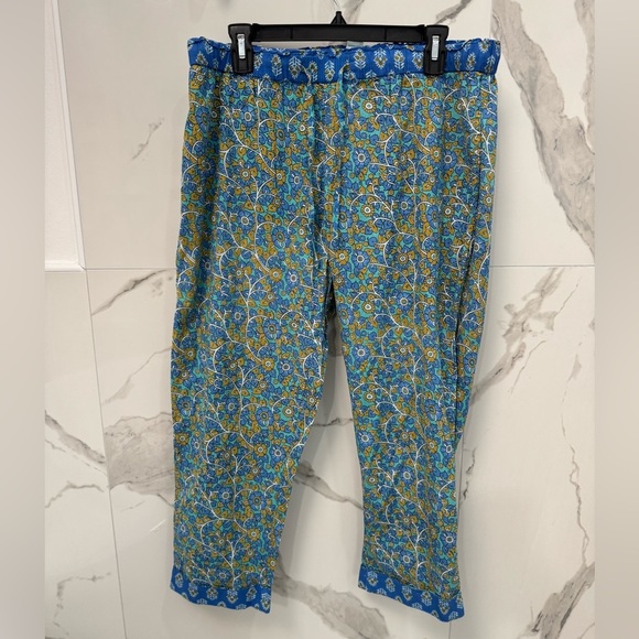 Sundance Blue/Yellow Pajama Leia Pants Floral Stretch Waist Size Medium - Picture 1 of 6